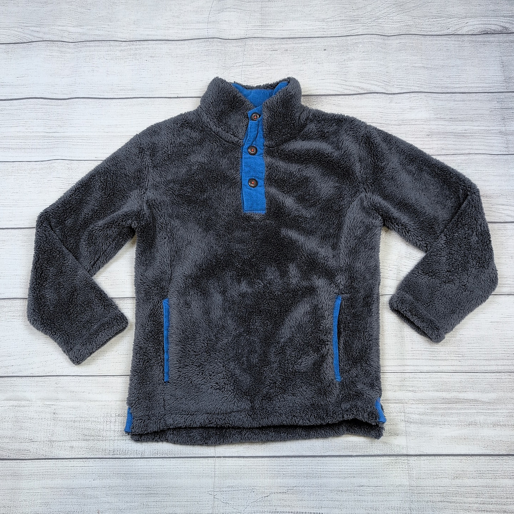 7/8 Mini Boden Gray Sherpa Pullover